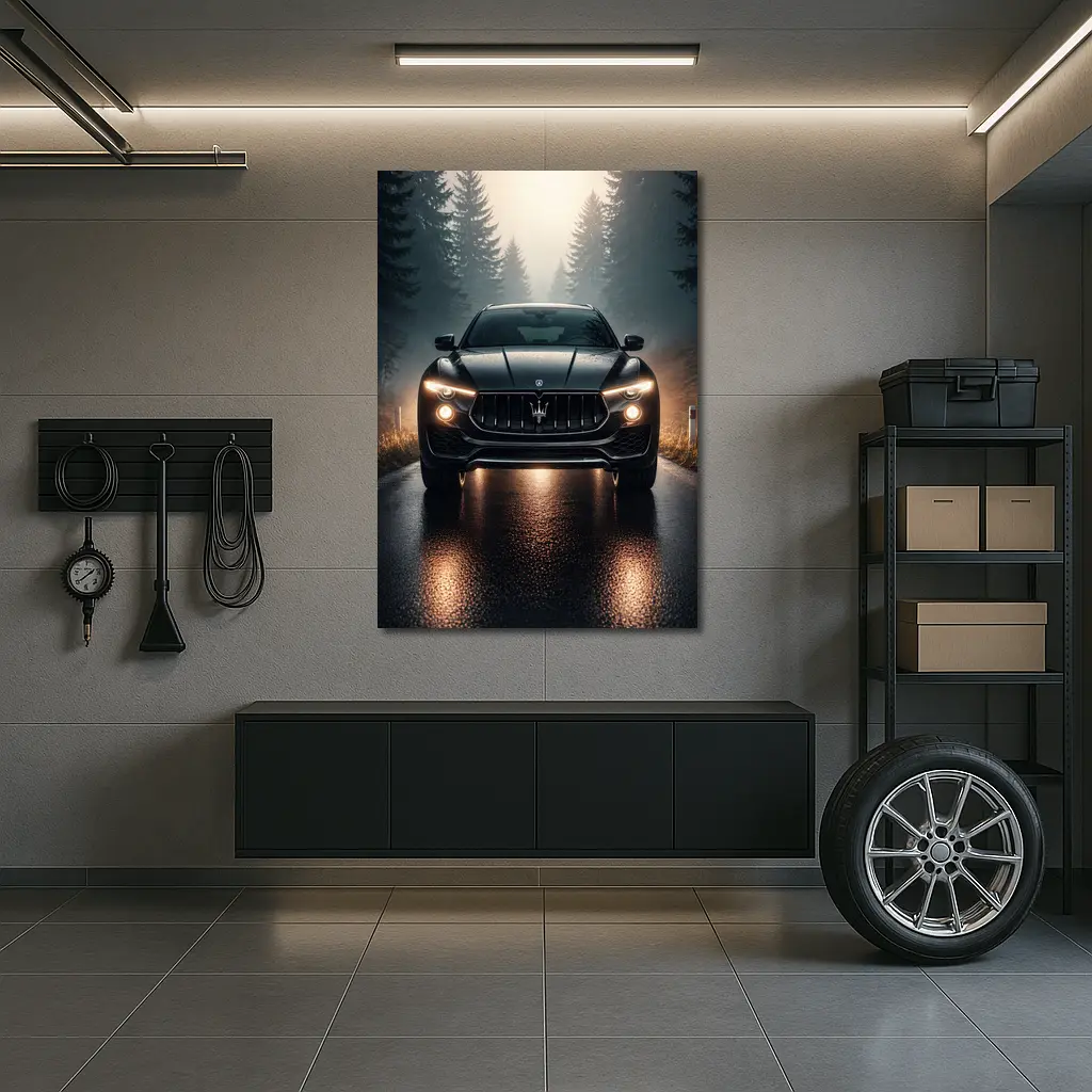 Maserati Levante Black SUV Foggy Forest Road – Wall Art