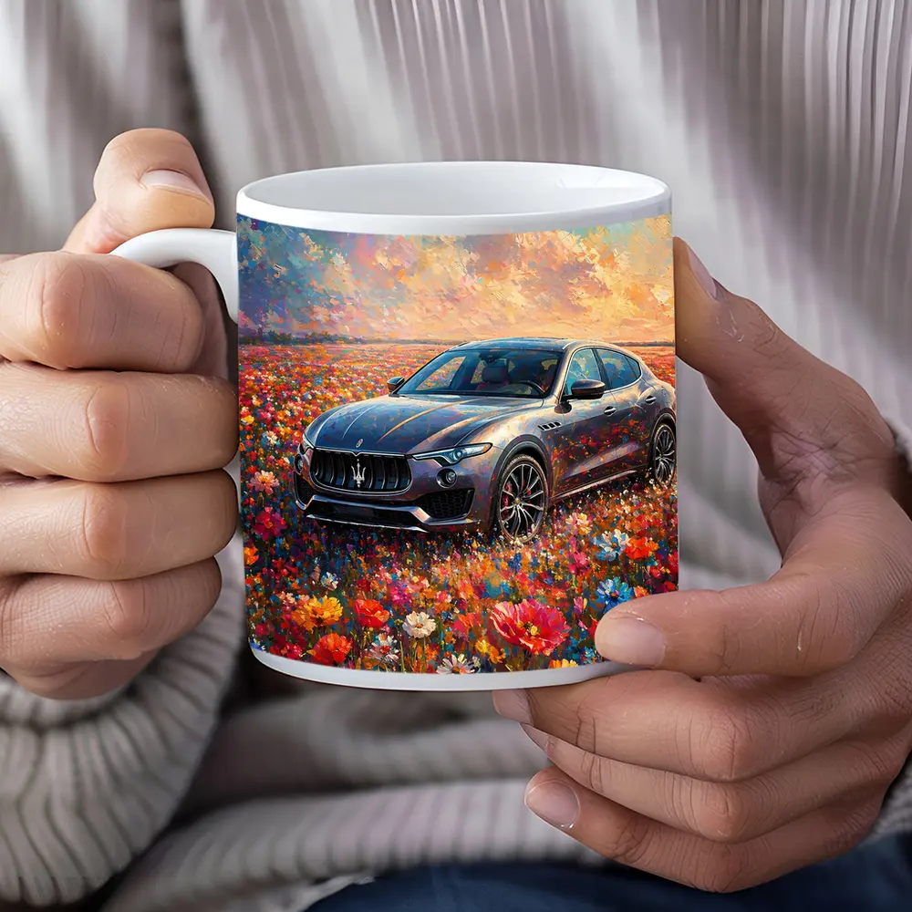 Maserati Levante Oil Painting Flower Field – Mugs