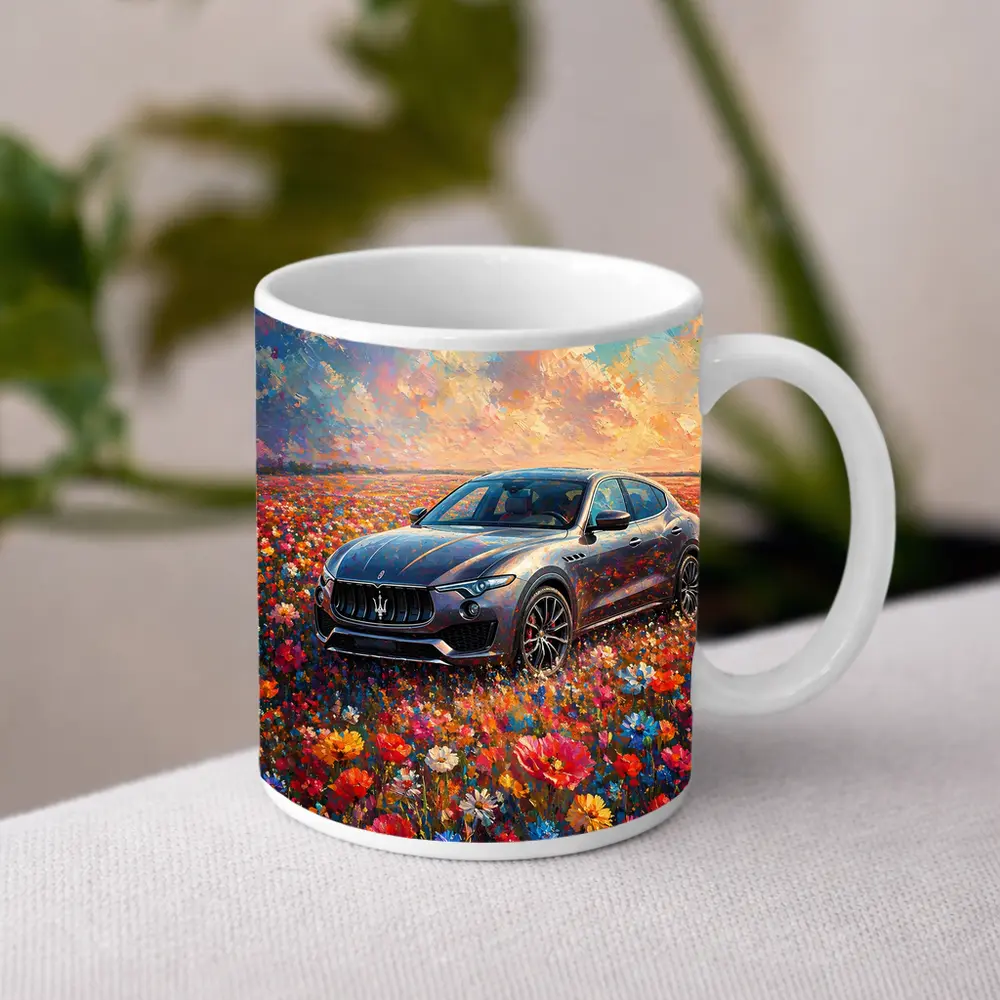 Maserati Levante Oil Painting Flower Field – Mugs