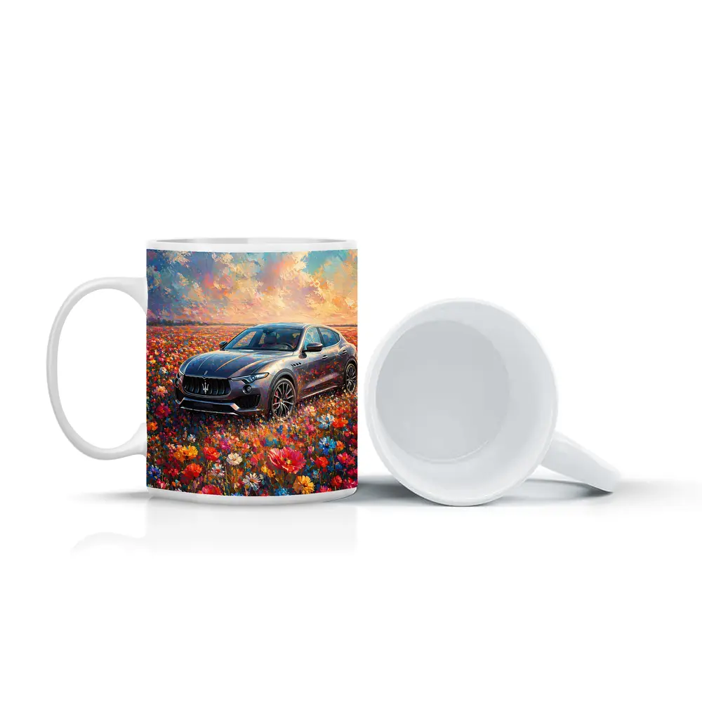 Maserati Levante Oil Painting Flower Field – Mugs