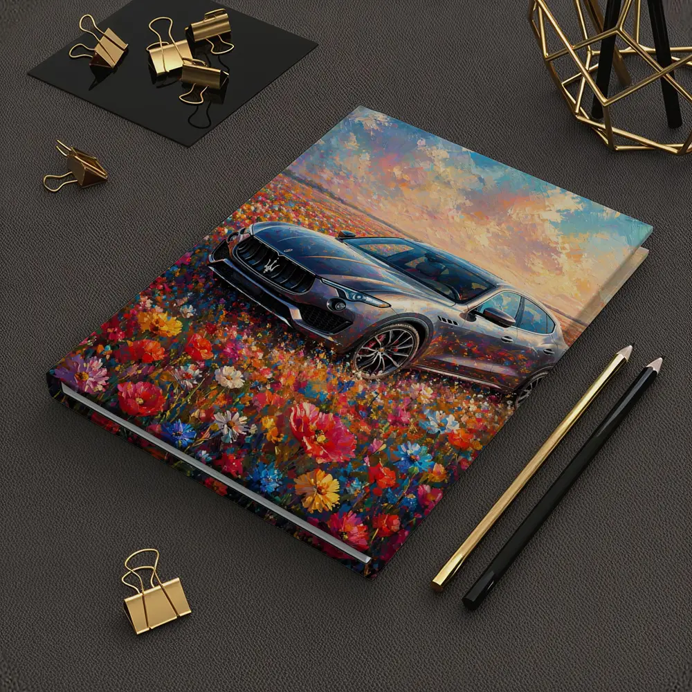 Maserati Levante Oil Painting Flower Field – Notebooks