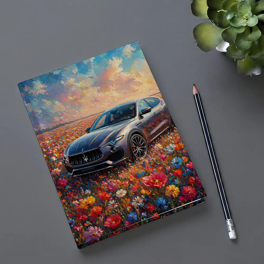 Maserati Levante Oil Painting Flower Field – Notebooks
