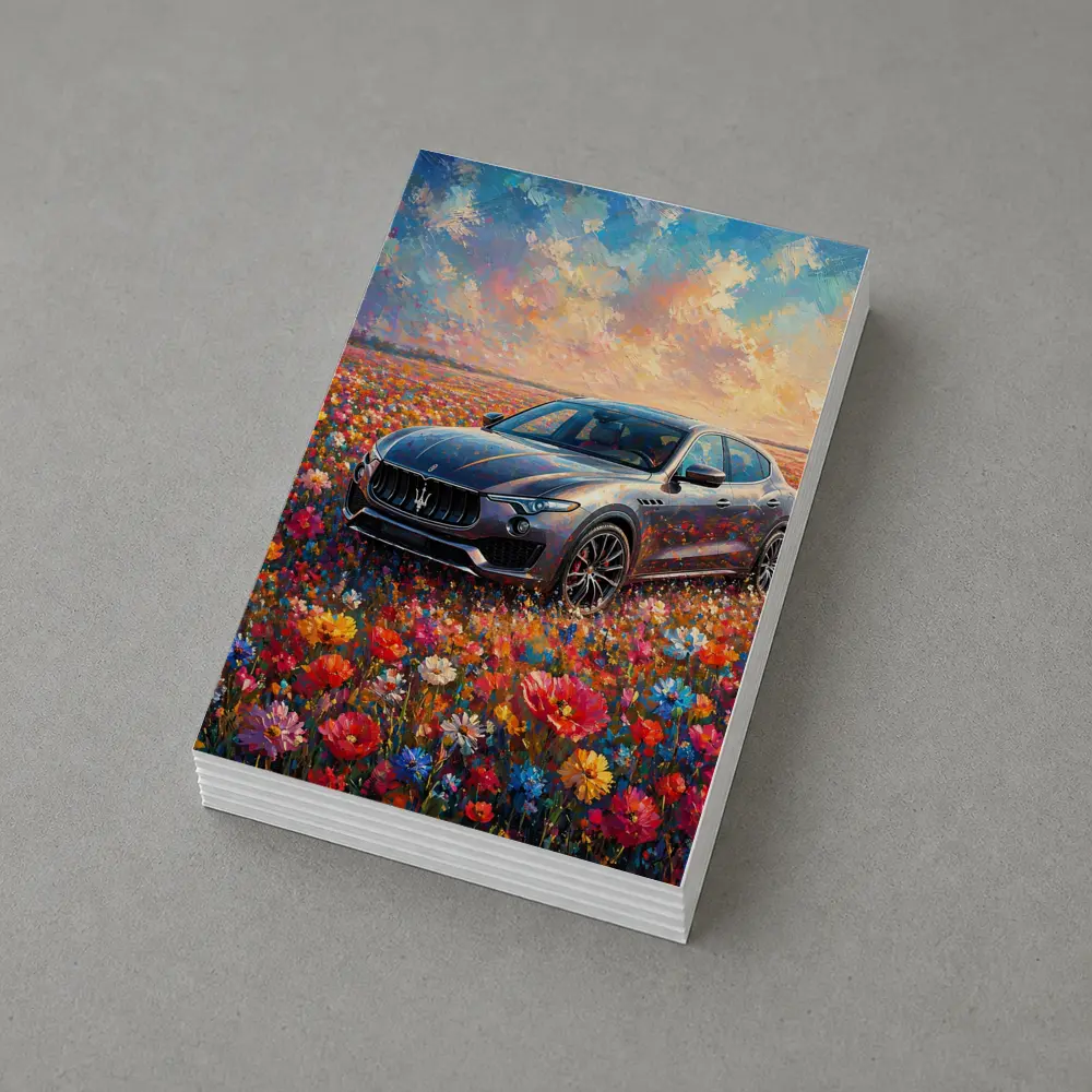 Maserati Levante Oil Painting Flower Field – Postcards
