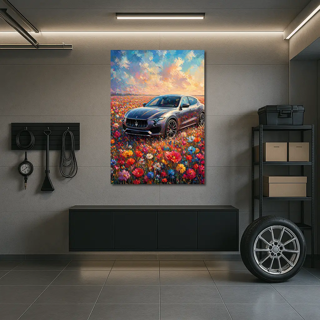 Maserati Levante Oil Painting Flower Field – Wall Art