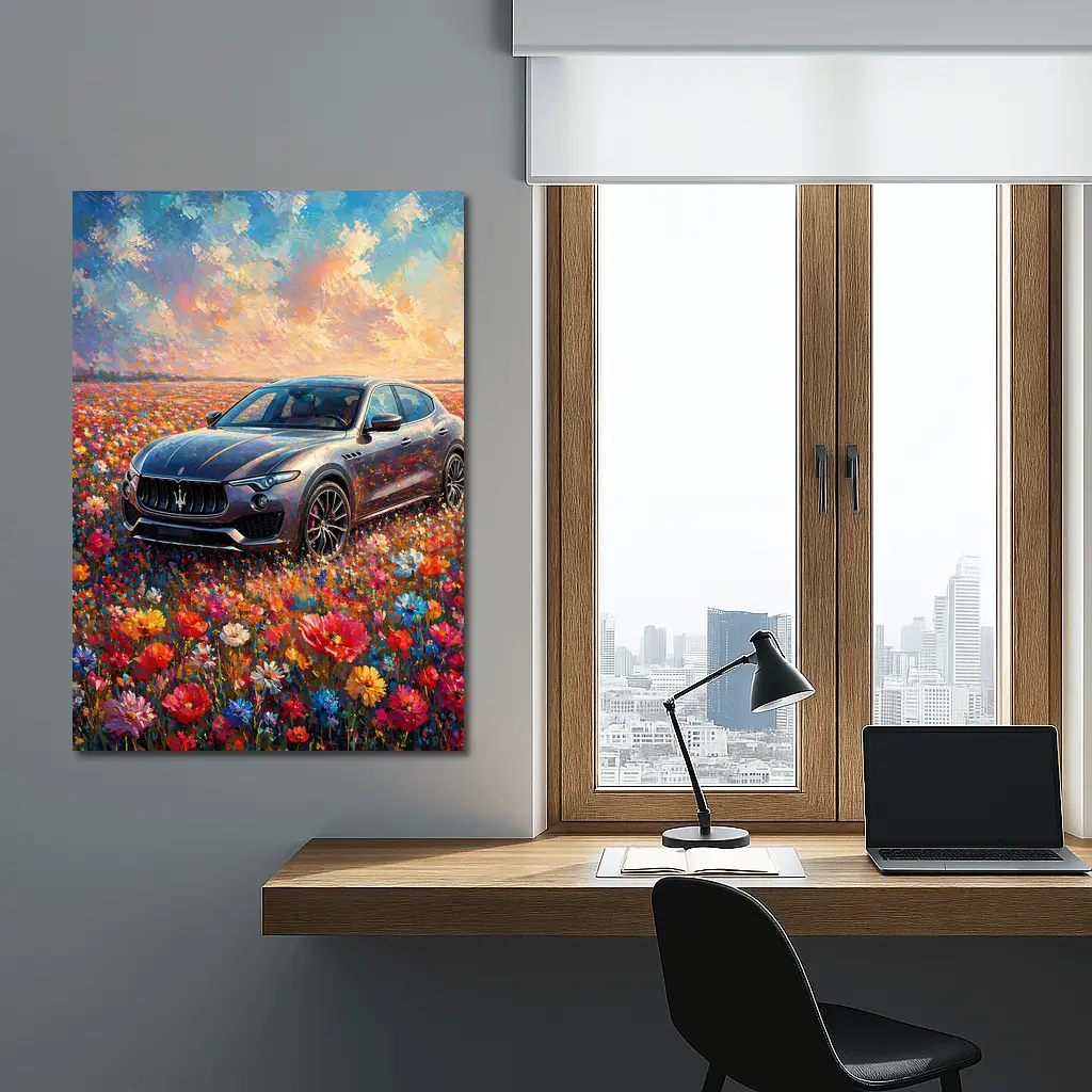 Maserati Levante Oil Painting Flower Field – Wall Art