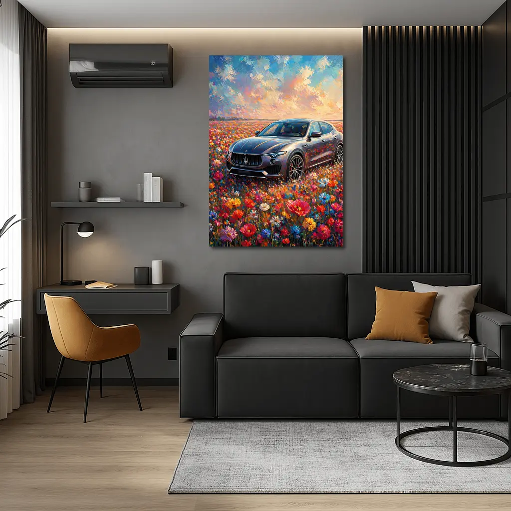 Maserati Levante Oil Painting Flower Field – Wall Art