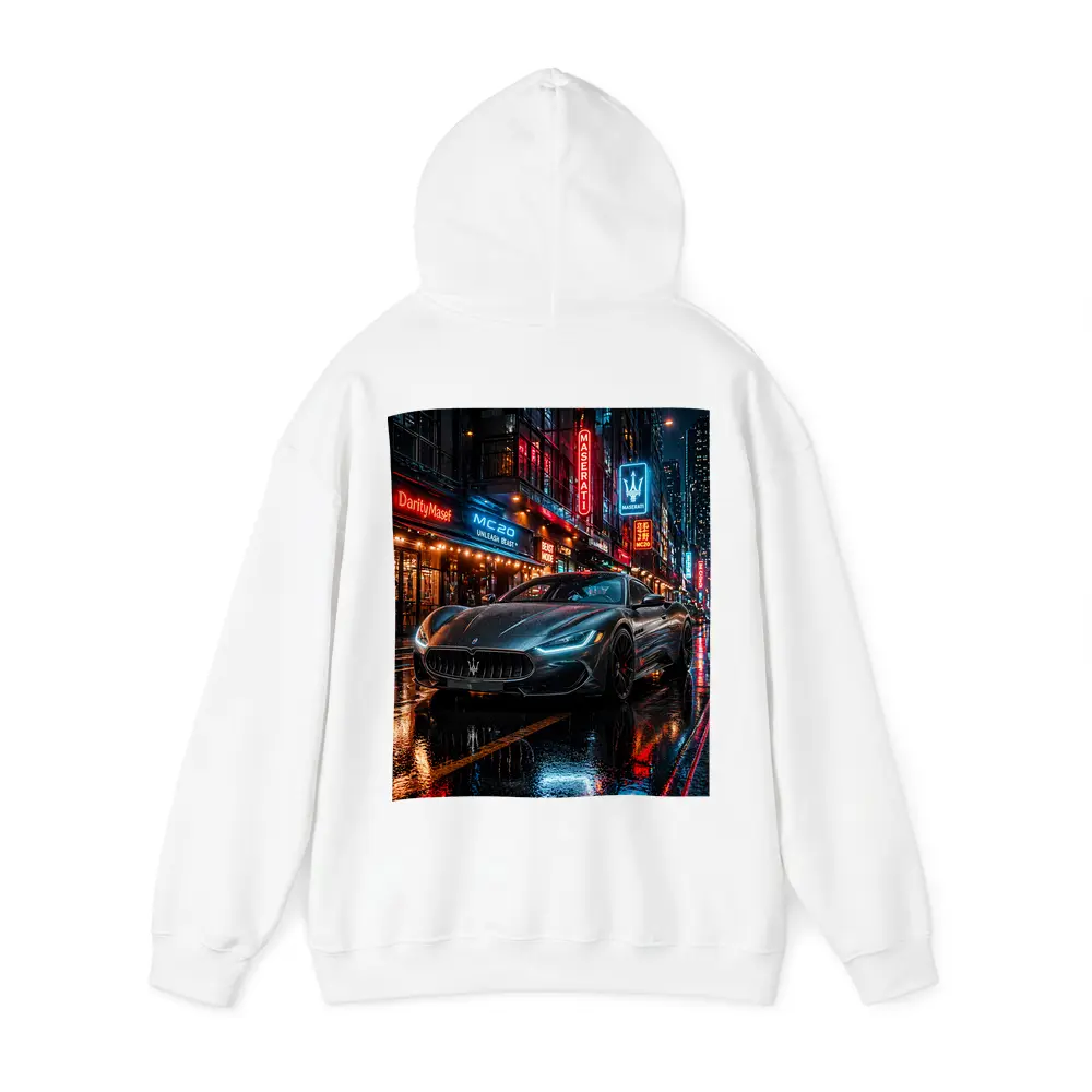 Maserati MC20 Neon City Rainy Night – Hoodies