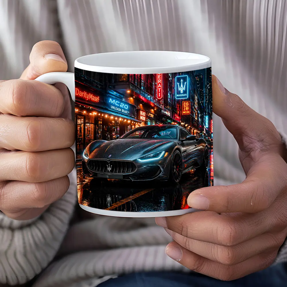 Maserati MC20 Neon City Rainy Night – Mugs