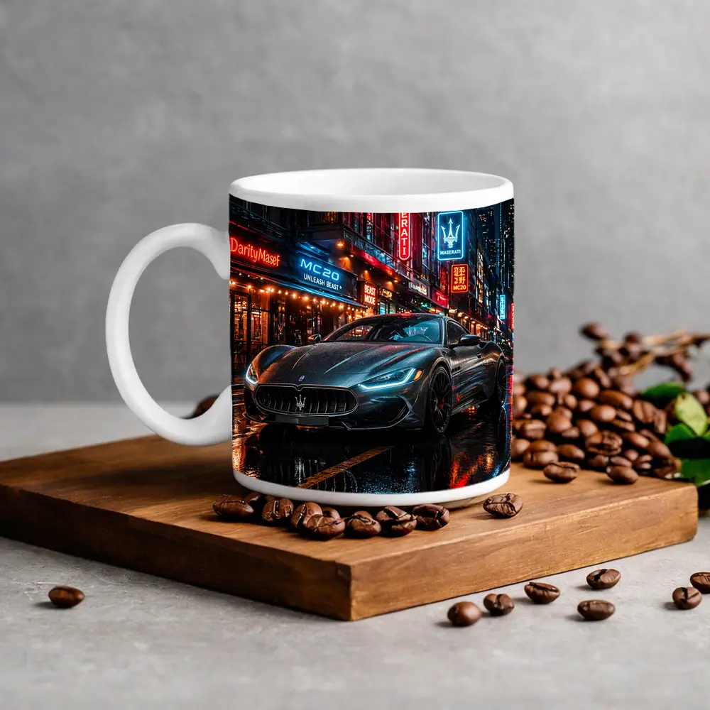 Maserati MC20 Neon City Rainy Night – Mugs