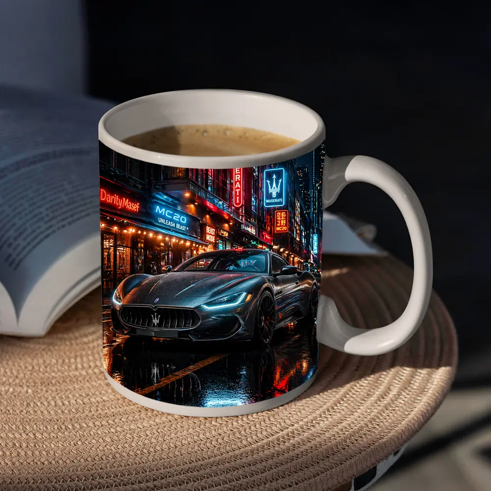Maserati MC20 Neon City Rainy Night – Mugs
