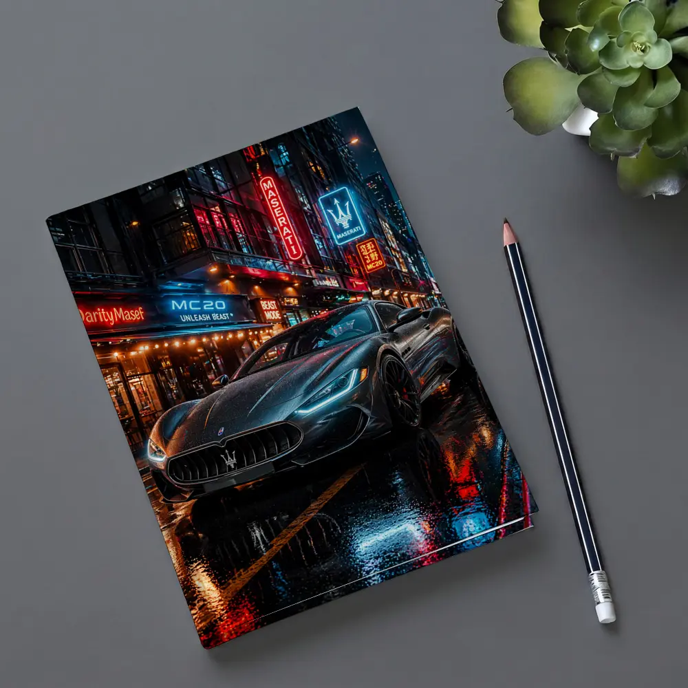 Maserati MC20 Neon City Rainy Night – Notebooks