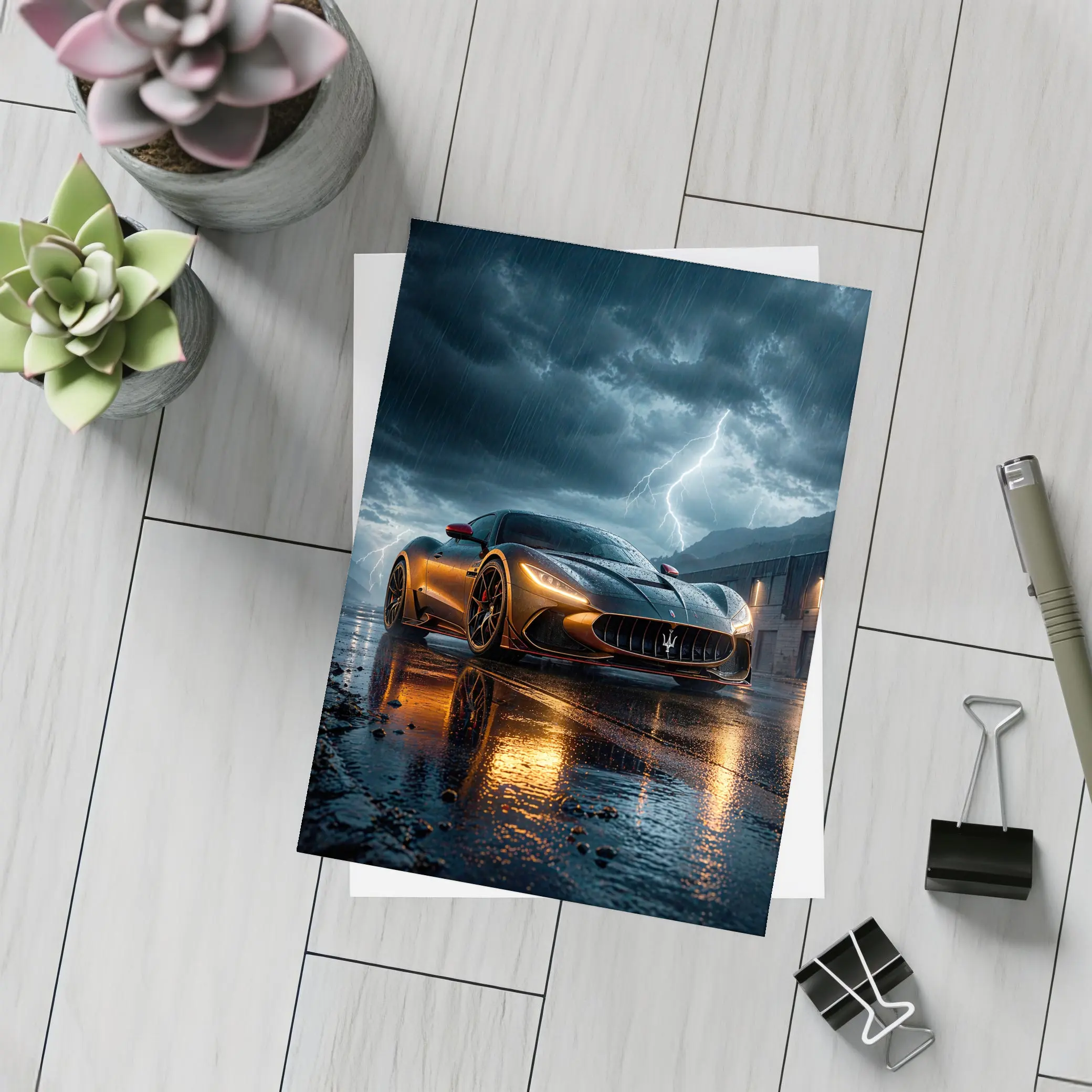 Maserati MC20 Lightning Storm Wet Night – Postcards