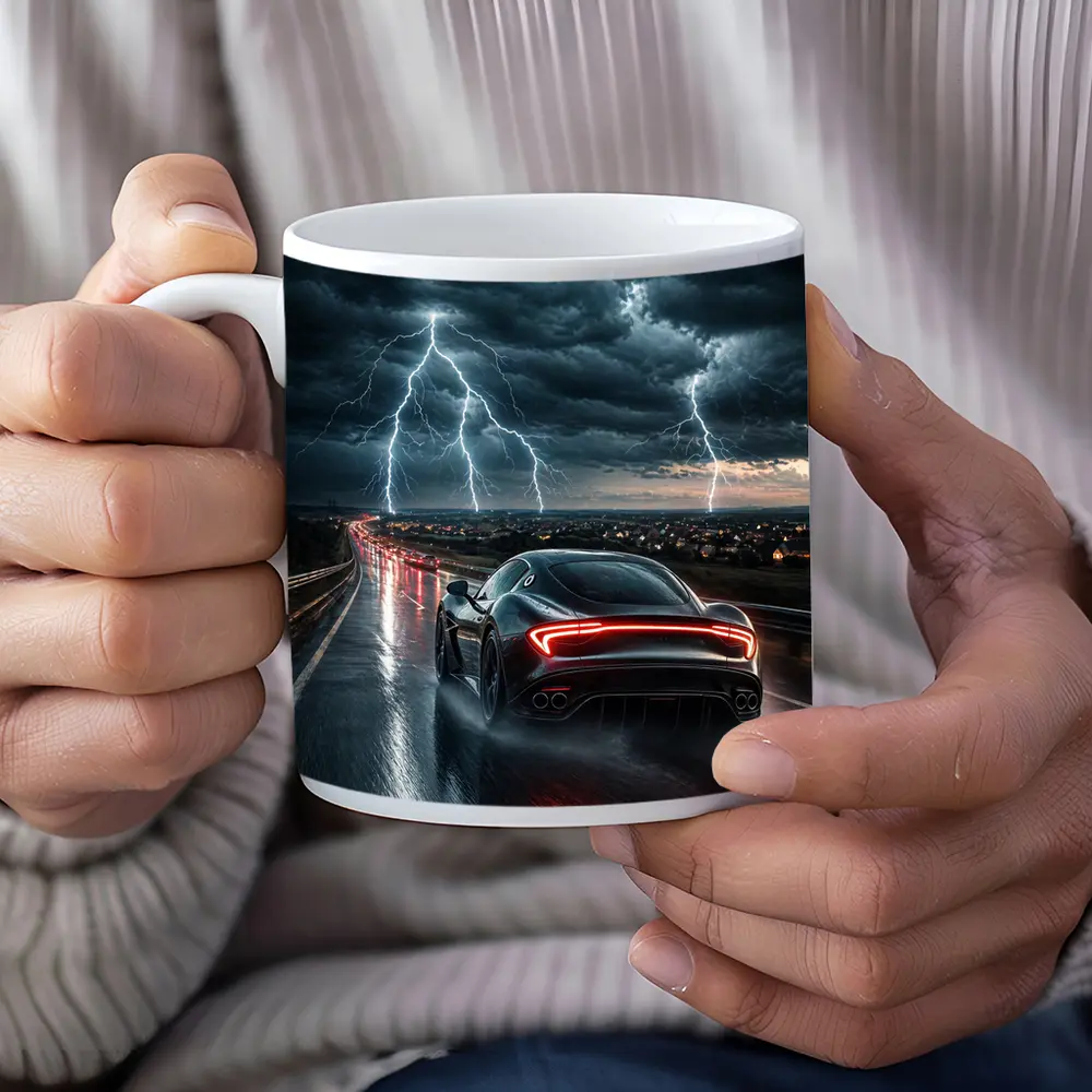 Maserati MC20 Racing Through Stormy Night – Mugs