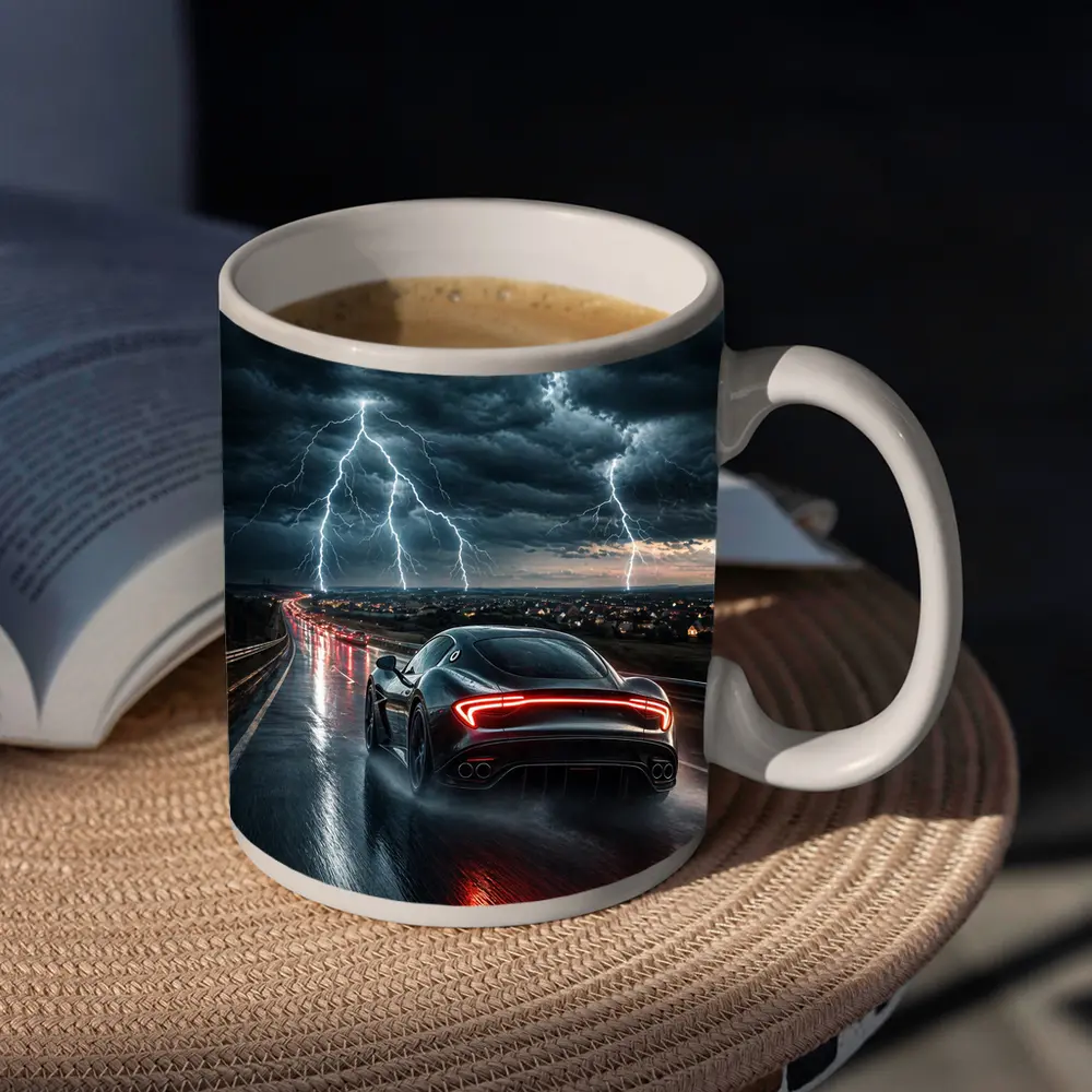 Maserati MC20 Racing Through Stormy Night – Mugs