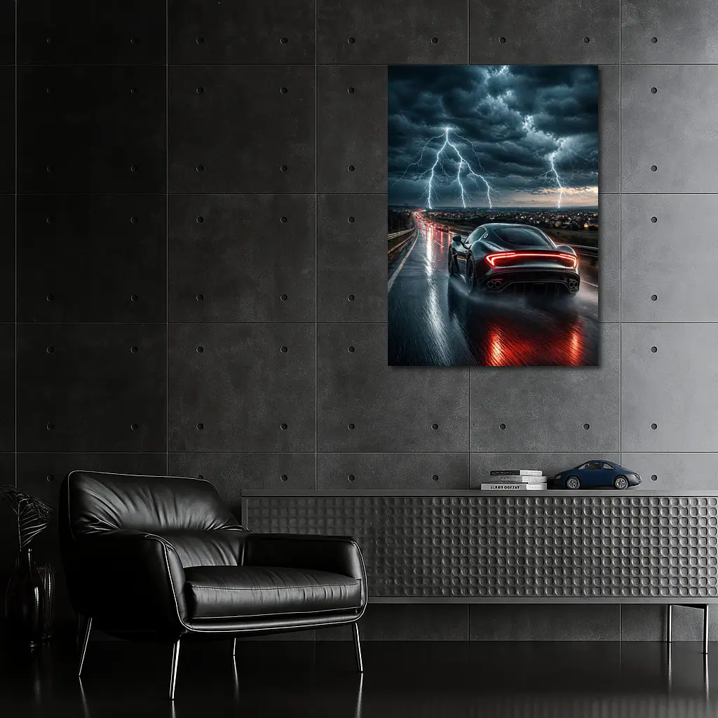 Maserati MC20 Racing Through Stormy Night – Wall Art