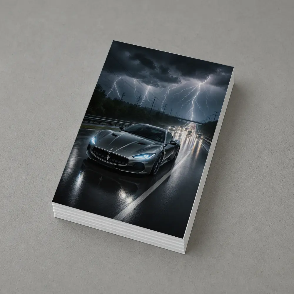 Maserati GranTurismo Racing Through Lightning Storm – Postcards