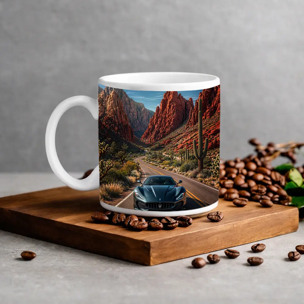 Maserati MC20 Driving Through Red Canyon Road – Mugs