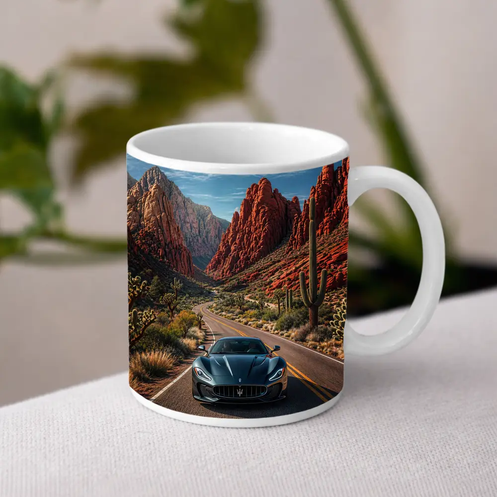 Maserati MC20 Driving Through Red Canyon Road – Mugs