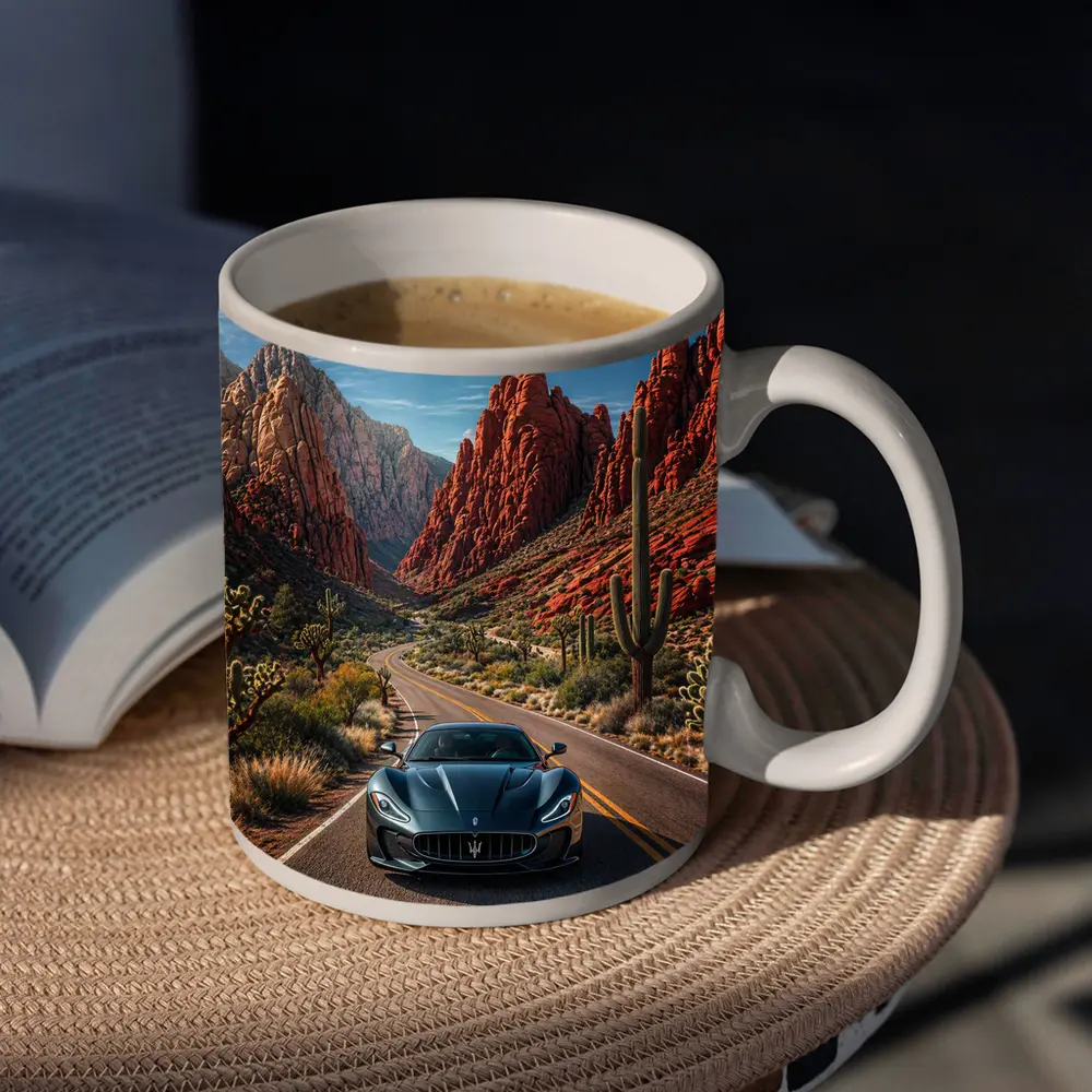 Maserati MC20 Driving Through Red Canyon Road – Mugs