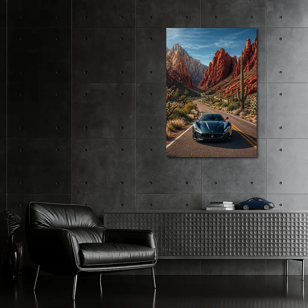 Maserati MC20 Driving Through Red Canyon Road – Wall Art
