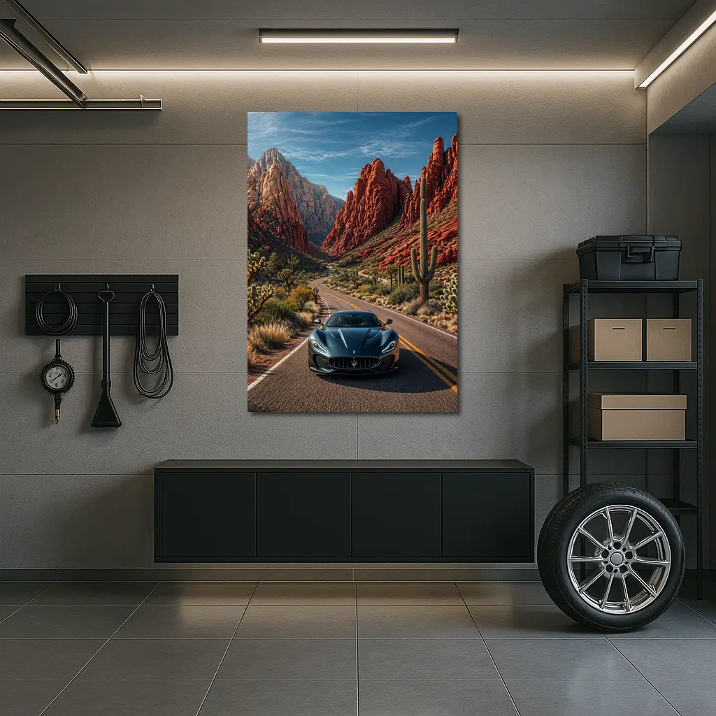 Maserati MC20 Driving Through Red Canyon Road – Wall Art