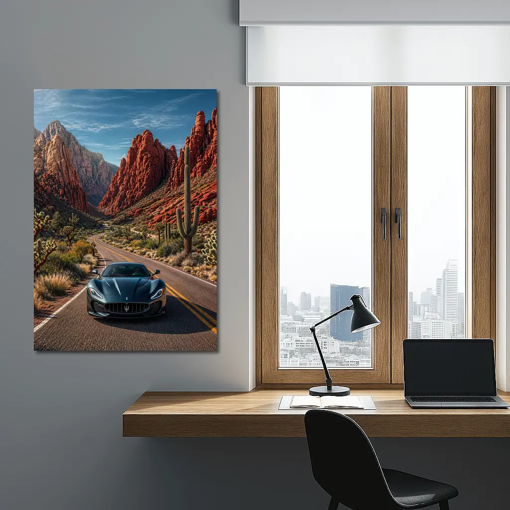 Maserati MC20 Driving Through Red Canyon Road – Wall Art