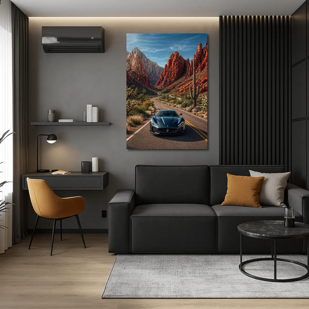 Maserati MC20 Driving Through Red Canyon Road – Wall Art