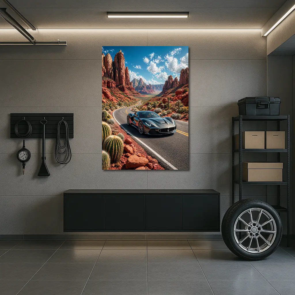 Maserati MC20 Cruising Red Rock Canyon Road – Wall Art