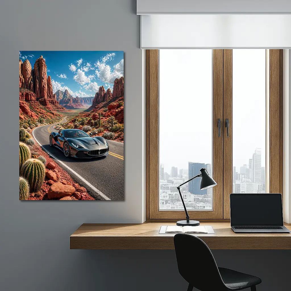 Maserati MC20 Cruising Red Rock Canyon Road – Wall Art