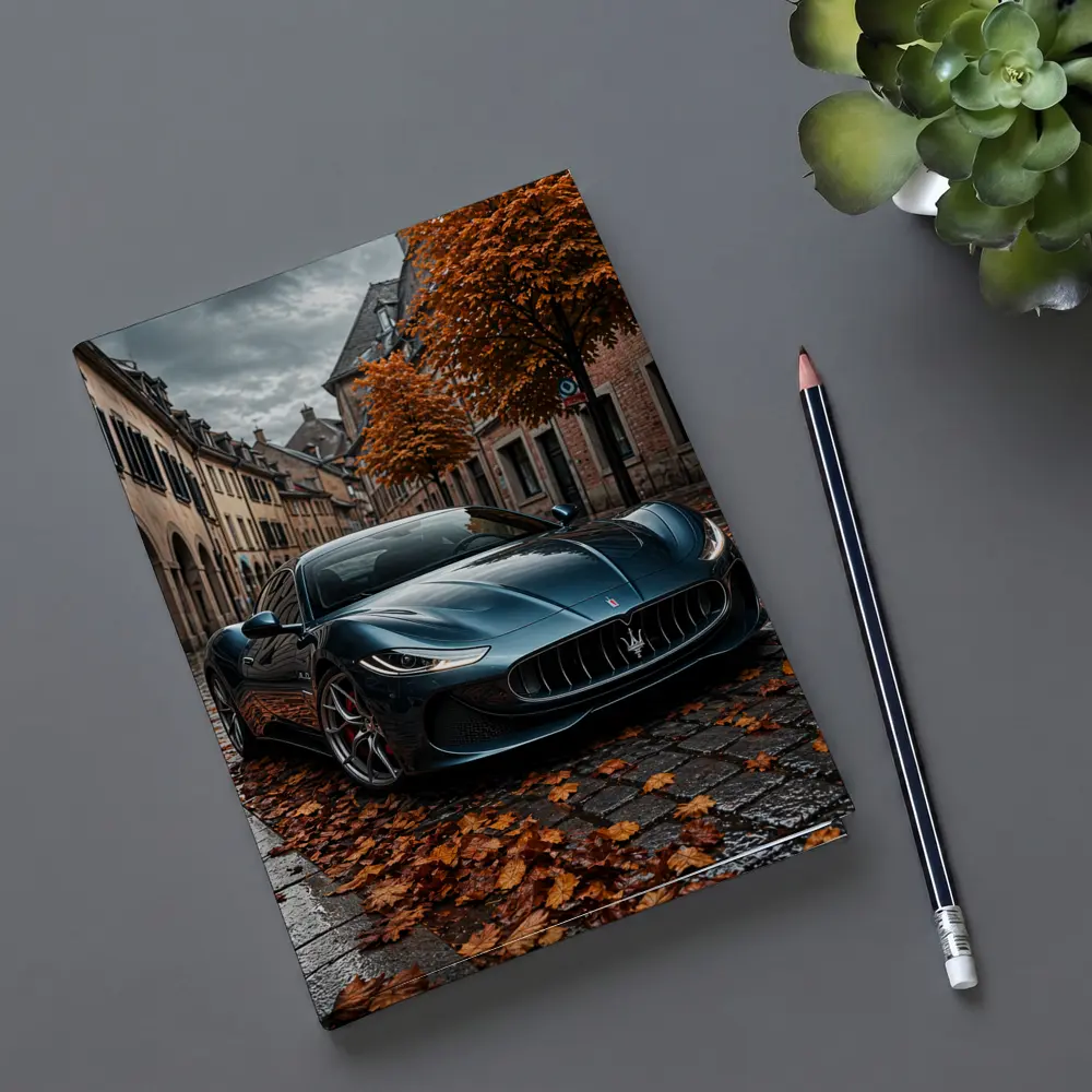 Maserati GranTurismo On Wet Cobblestone Street – Notebooks