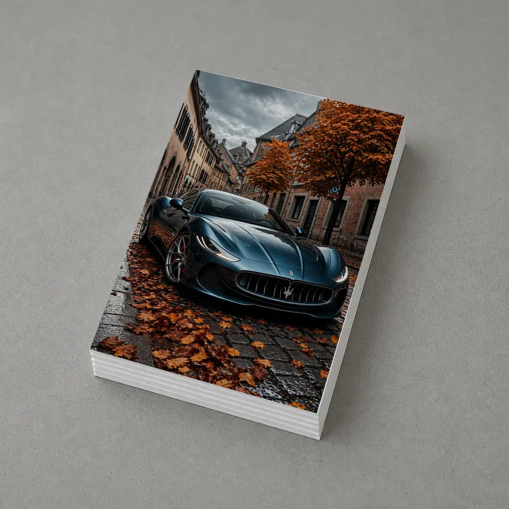 Maserati GranTurismo On Wet Cobblestone Street – Postcards