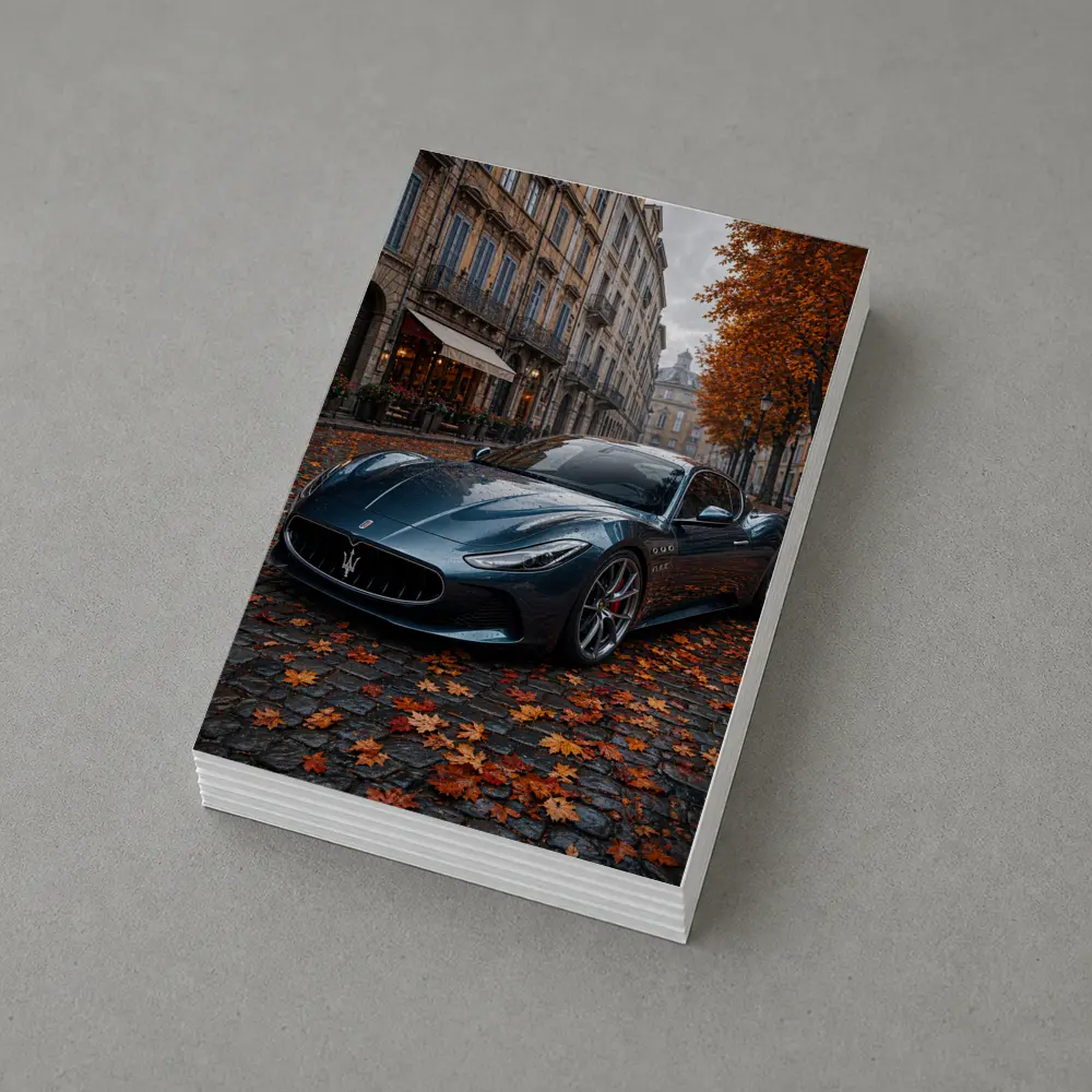 Maserati MC20 Wet Cobblestone Street Autumn – Postcards