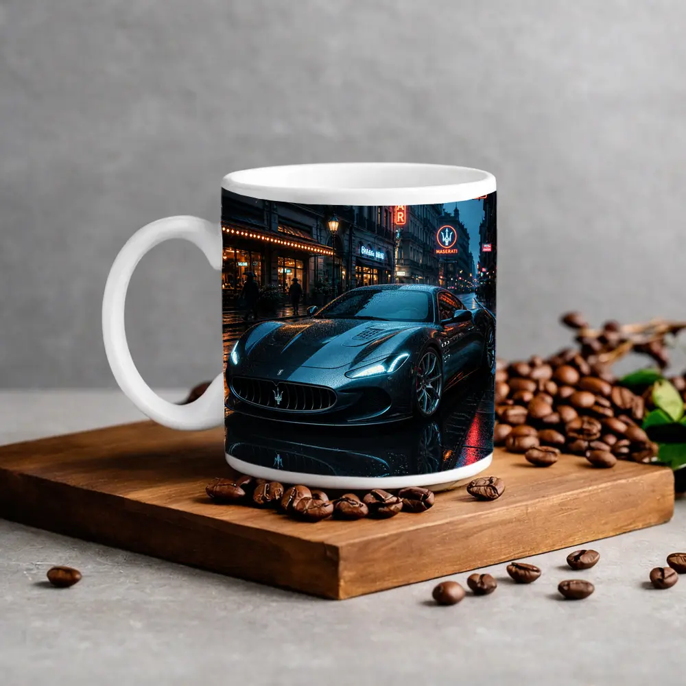 Maserati MC20 Wet City Street Night – Mugs