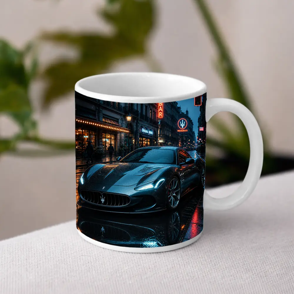 Maserati MC20 Wet City Street Night – Mugs
