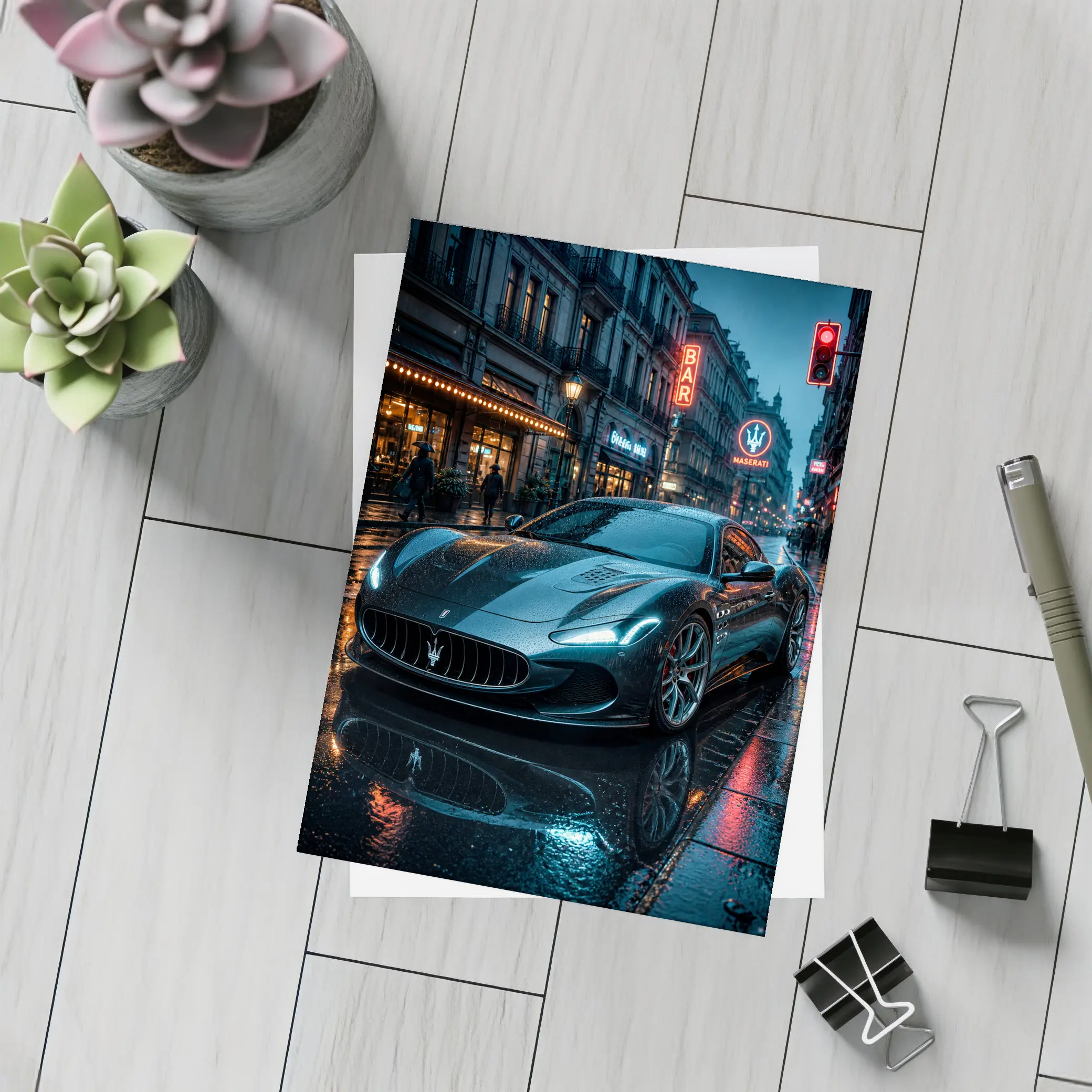 Maserati MC20 Wet City Street Night – Postcards