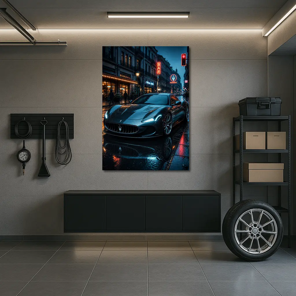 Maserati MC20 Wet City Street Night – Wall Art