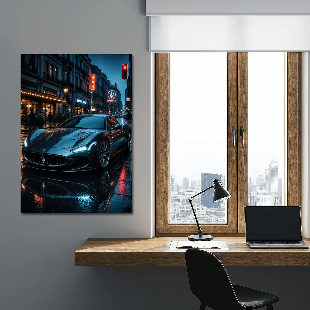 Maserati MC20 Wet City Street Night – Wall Art