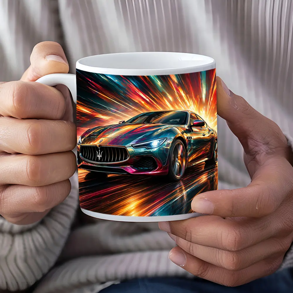 Maserati Quattroporte Colorful Abstract Speed Art – Mugs