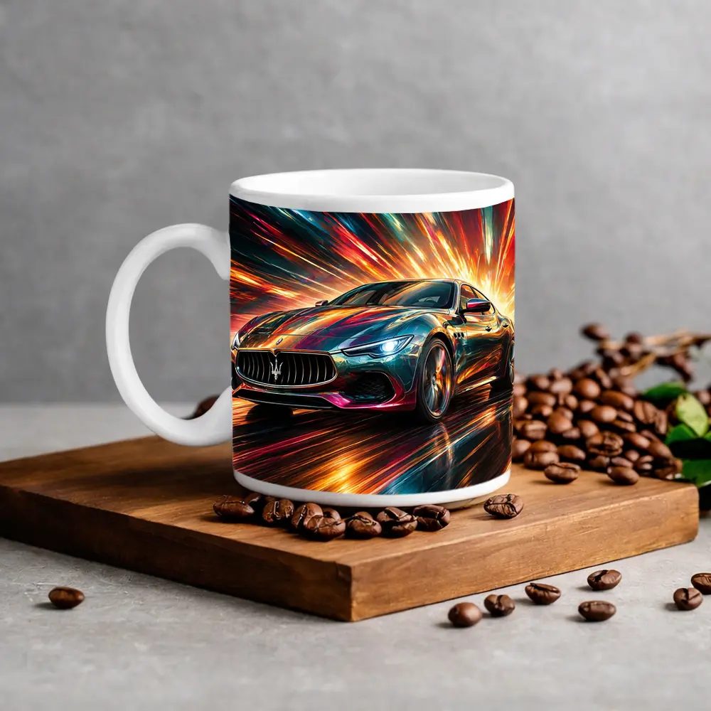 Maserati Quattroporte Colorful Abstract Speed Art – Mugs
