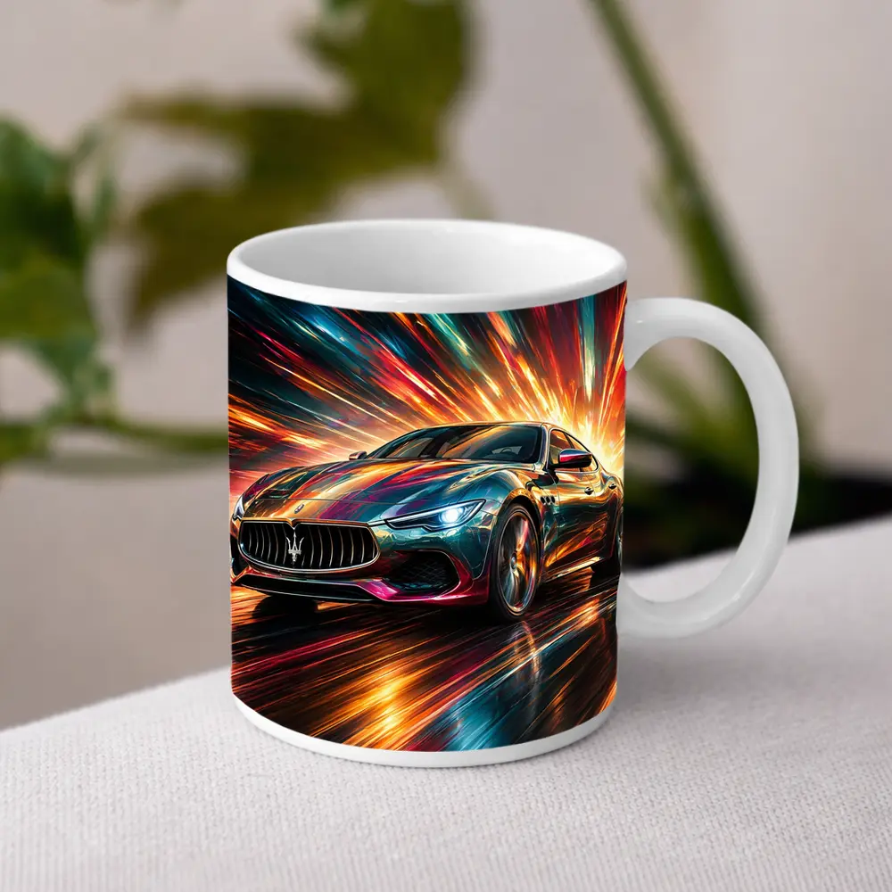 Maserati Quattroporte Colorful Abstract Speed Art – Mugs