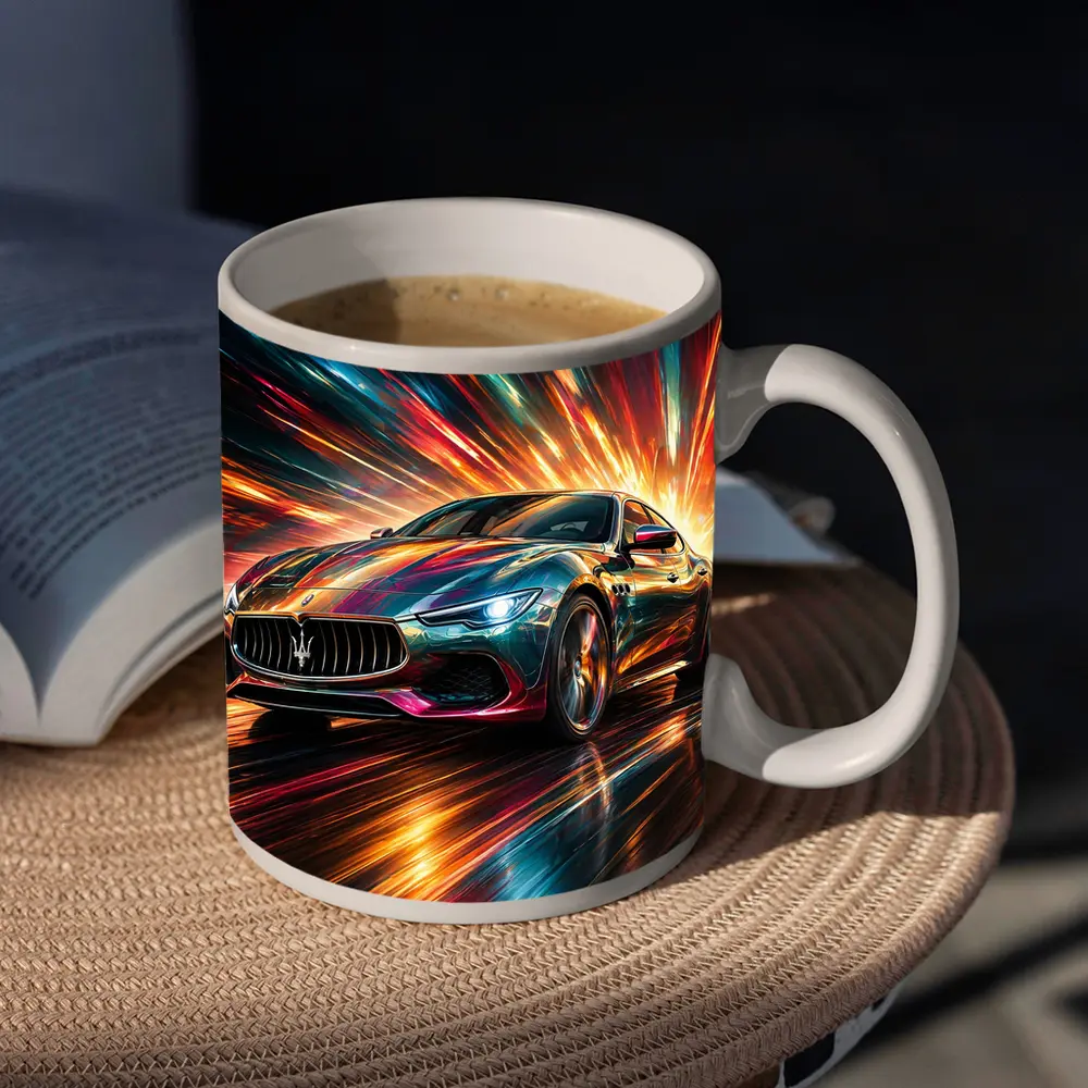 Maserati Quattroporte Colorful Abstract Speed Art – Mugs