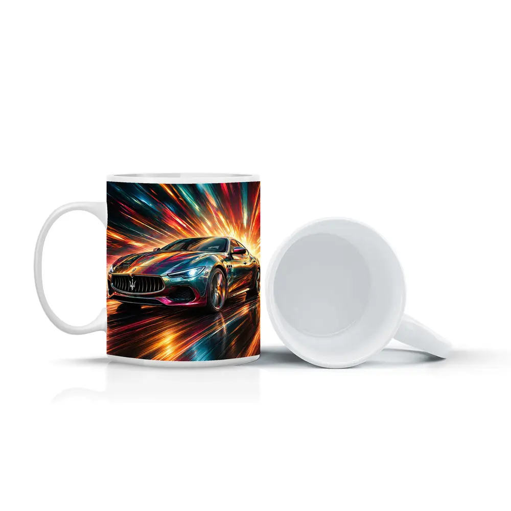 Maserati Quattroporte Colorful Abstract Speed Art – Mugs