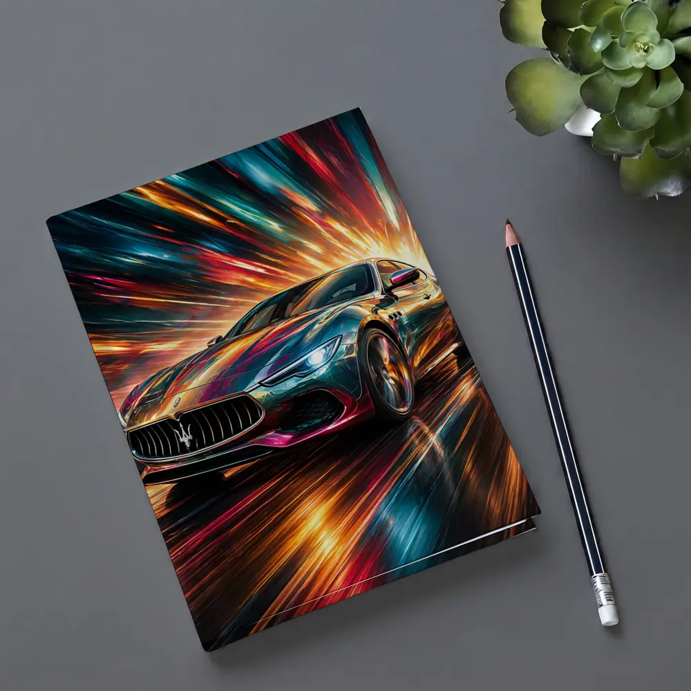 Maserati Quattroporte Colorful Abstract Speed Art – Notebooks