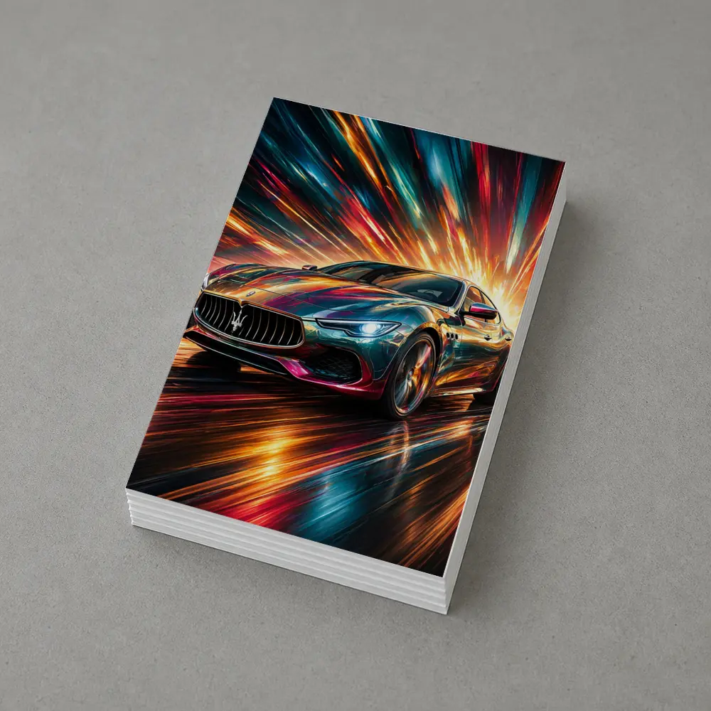 Maserati Quattroporte Colorful Abstract Speed Art – Postcards