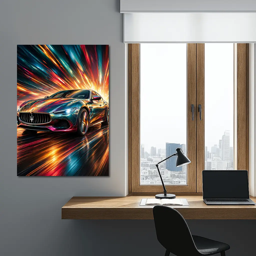 Maserati Quattroporte Colorful Abstract Speed Art – Wall Art