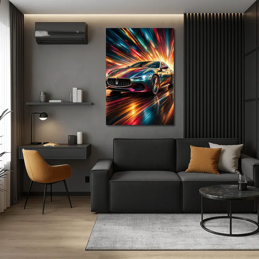 Maserati Quattroporte Colorful Abstract Speed Art – Wall Art