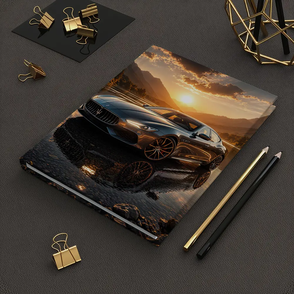 Maserati Quattroporte Sunset Mountain Lake Reflection – Notebooks