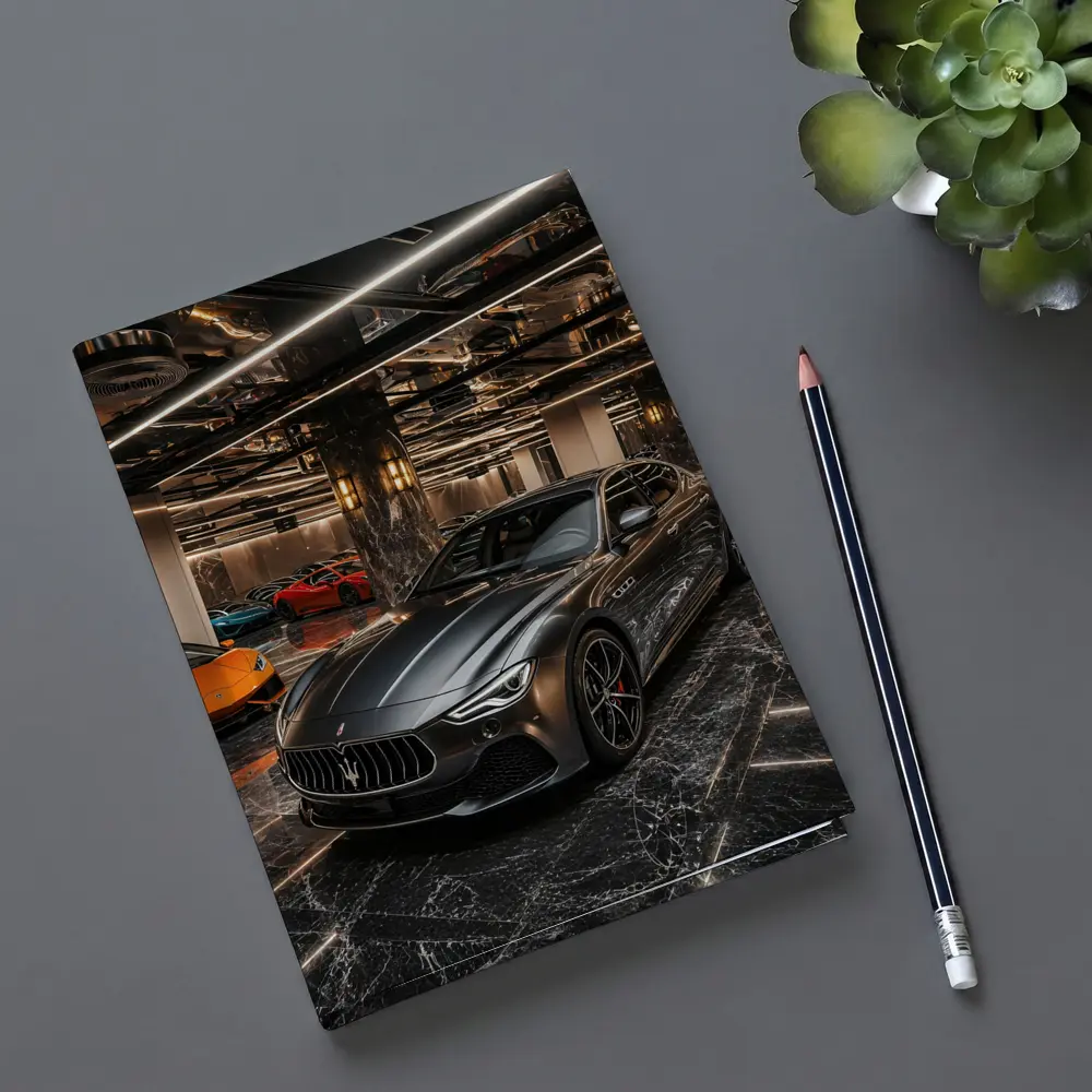Maserati Ghibli Gray Luxury Car Showroom – Notebooks