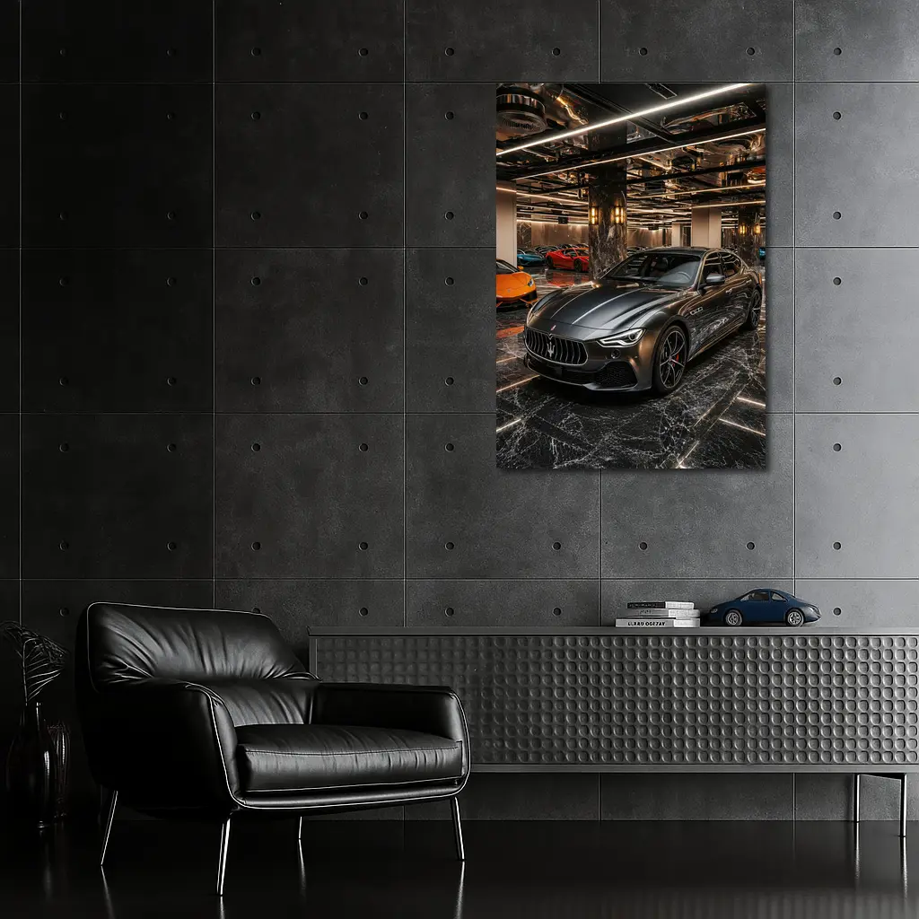 Maserati Ghibli Gray Luxury Car Showroom – Wall Art