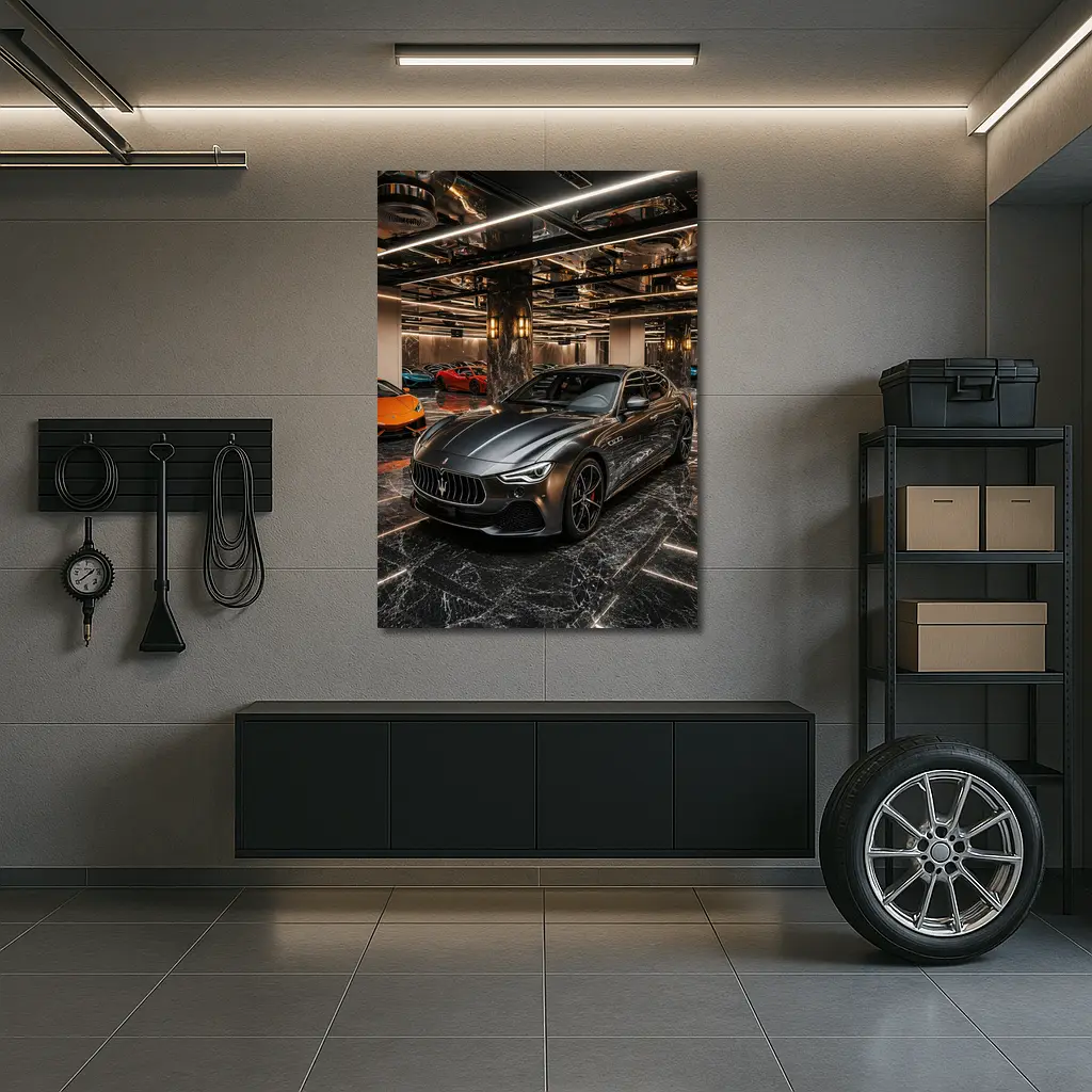 Maserati Ghibli Gray Luxury Car Showroom – Wall Art